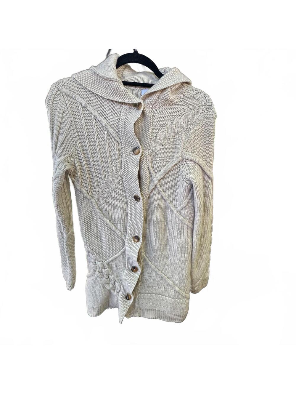 TSE Cable Knit Cashmere Cardigan Size Large Ivory Cream